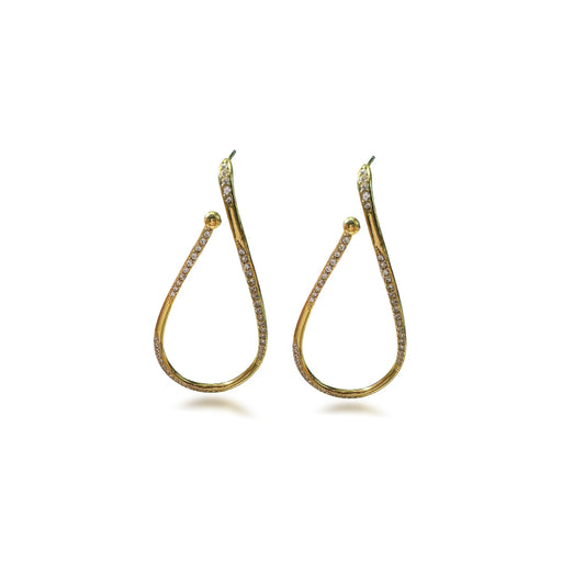 DLB Golden Teardrop: Swarovski Crystal Elegance Earrings