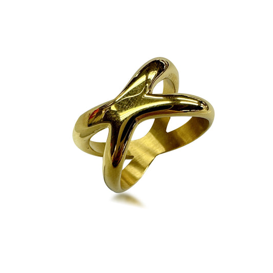 DLB Crosscurrent: Titanium Fluid Design Ring (gold)