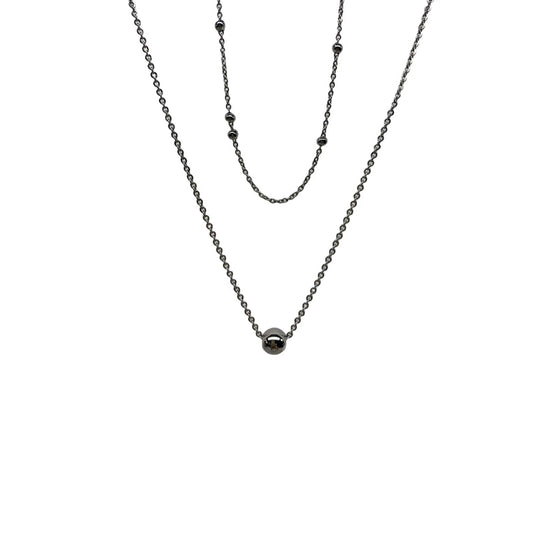 DLB Eclipse Charm: Dual-Strand Titanium Necklace (silver)