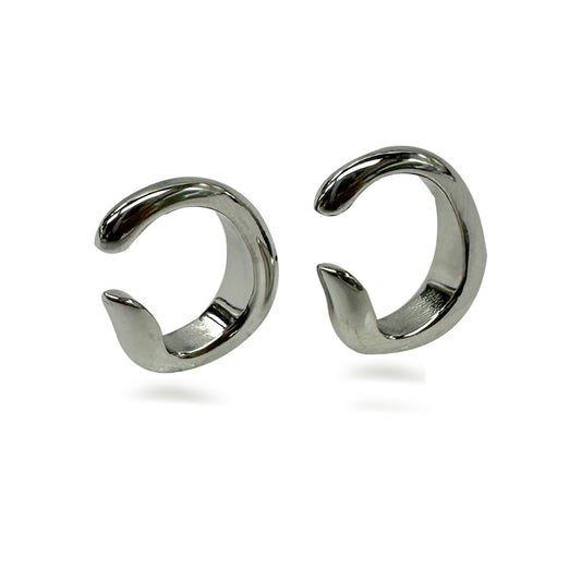 DLB Silver Swirl: Titanium Crescent Earrings