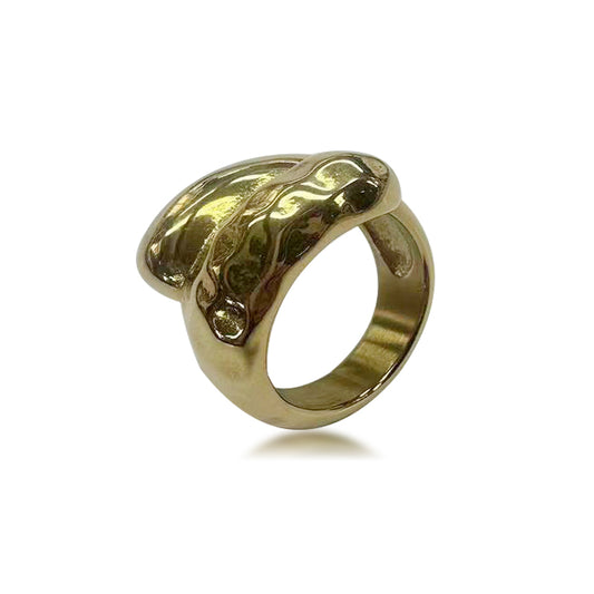 DLB Vanguard Sophisticate: Wavy Titanium Fashion Ring (gold)