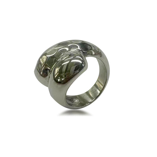 DLB Vanguard Sophisticate: Wavy Titanium Fashion Ring (silver)