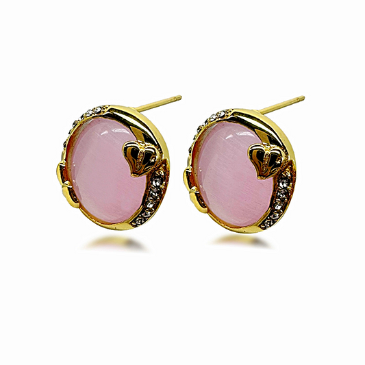 DLB Roseate Sheen: Titanium Encrusted Pink Stud Earrings