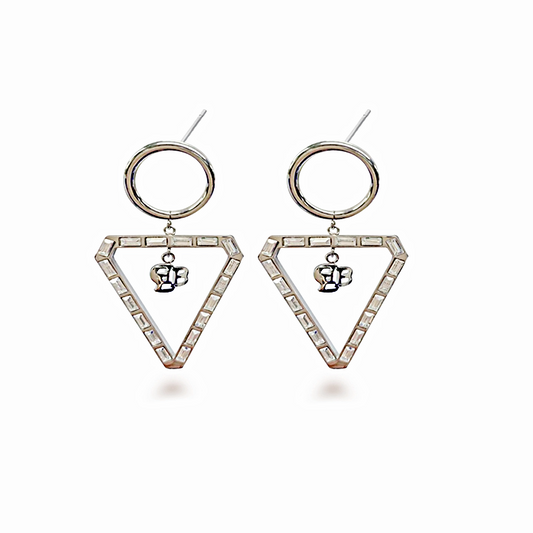 DLB Silver Spectrum: Titanium Encased Crystal Triangular Earrings