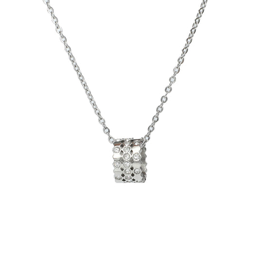 DLB Sparkle Cube: Swarovski Elements Encrusted Pendant Necklace (silver)