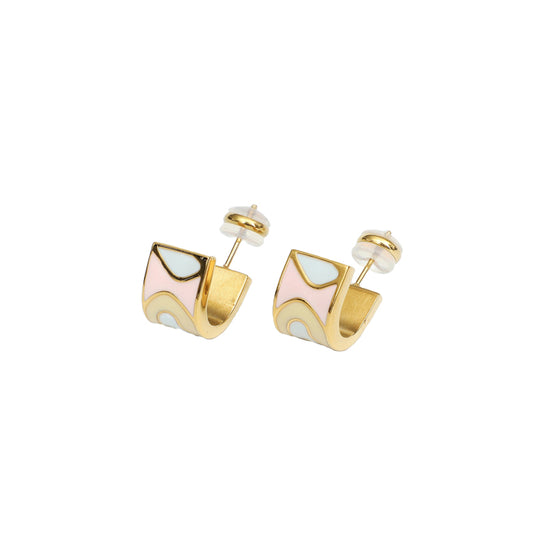  DLB Artisanal Waves: Gold-Tone Enamel Drop Earrings