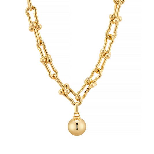 DLB Gilded Elegance: Classic orb Pendant Chain Necklace