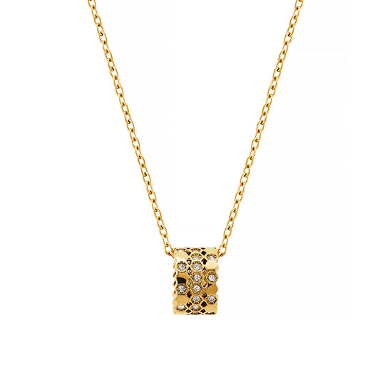 DLB Sparkle Cube: Swarovski Elements Encrusted Pendant Necklace (gold)