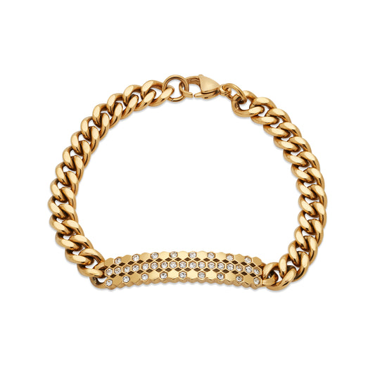 DLB Gold Shine Swarovski-Encrusted Titanium Link Bracelet
