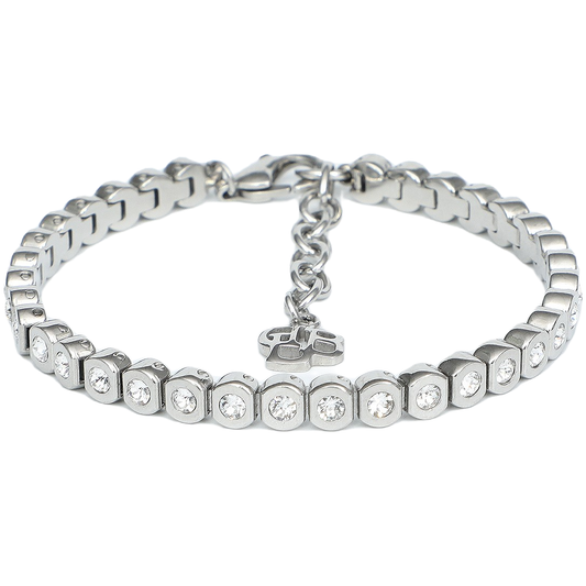 DLB Swarovski Sparkle Titanium Link Bracelet in silver