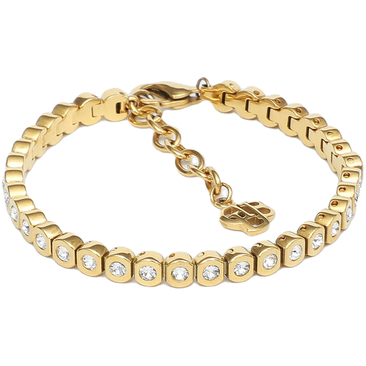 DLB Swarovski Sparkle Titanium Link Bracelet in Gold