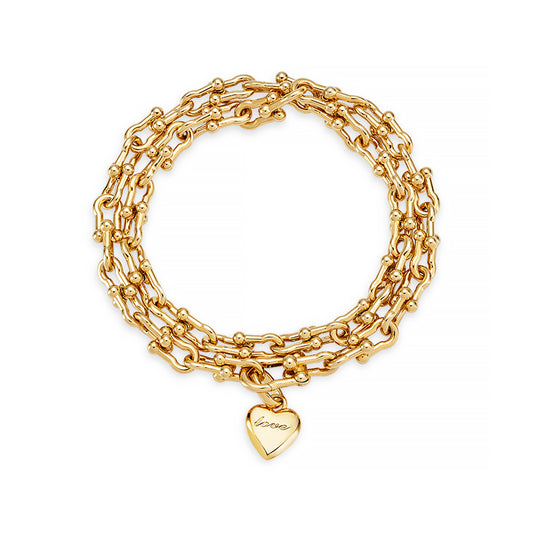 DLB Golden Embrace Layered Copper Bracelet with Love Charm